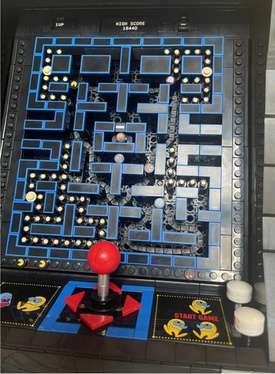 Close up image of the front of the Lego Pac Man Arcade Set 10323