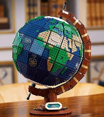 About Lego for adults. Lego globe set displayed. Image links to amazon Marketplace.