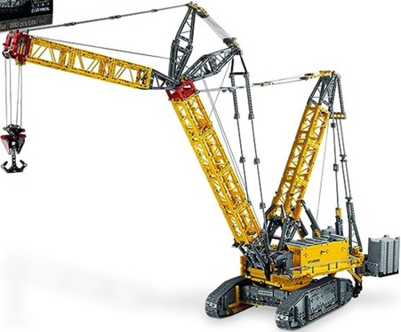 About Lego for adults, display of the Lego Liebher crawler crane set. Image links to Amazon marketplace.