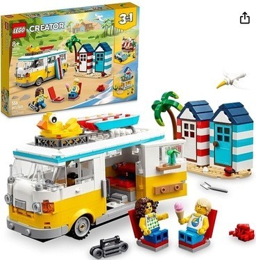 Image of the LEGO Creator 3-in-1 Beach Camper Van (Set 31138) Sensory Toys For Kids With Autism at Lou’s Bricks House.