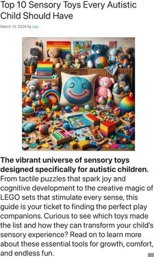 Header image of the post at Lou’s Bricks House from the post - Top 10 Sensory Toys Every Autistic Child Should Have 