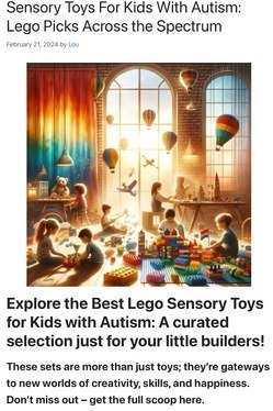 Header image from the post at Lou’s Bricks House - Sensory Toys for Kids with Autism: Lego picks across the spectrum 