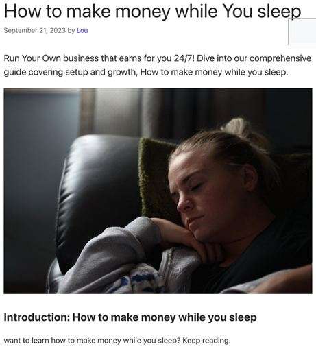 Header image from the post “How to make money while you sleep” at Lou’s Bricks House.