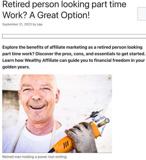 Header image from the post “ Retired person looking part time Work? A Great Option!” At Lou’s Bricks House.