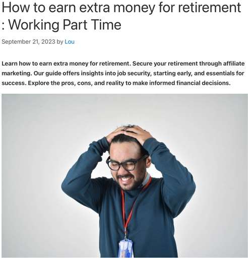 Header image from the post “ How to Earn Extra Money for retirement working part-time” at Lou’s Bricks House