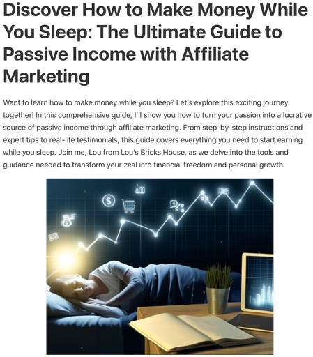 Image from the post “ How to make money while you sleep” at Lou’s Bricks House.