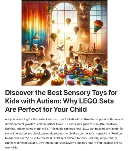 Header image from the post - The best sensory toys for kids with autism at Lou’s Bricks House. Link to the post.