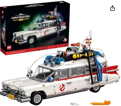 LEGO Icons Ghostbusters Ecto-1 Building Kit 10274, a detailed model car kit for adults featuring iconic Ghostbusters equipment and design elements.