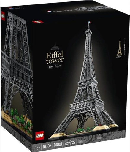 LEGO Icons Eiffel Tower 10307 Boxed set, featuring a detailed and towering model of the Eiffel Tower, highlighting its intricate design and architectural beauty.