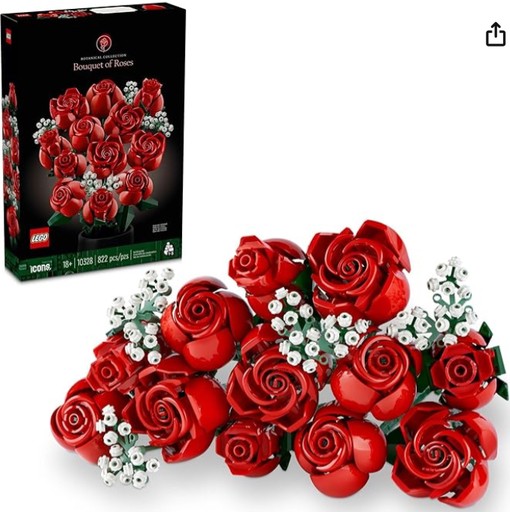 LEGO Icons Bouquet of Roses 10328 set showcasing a beautiful arrangement of artificial roses from the Botanical Collection.