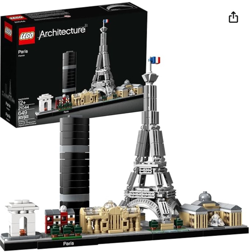 LEGO Architecture Paris set 21044, featuring detailed models of the Eiffel Tower and other Paris landmarks, ideal for children with ADHD interested in architecture.