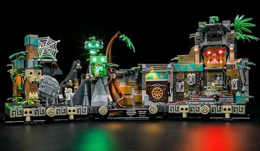 Image of the Led Lighting Kit for LEGO-77015 Temple of The Golden Idol installed and on display.