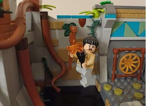 Image of a scene inside the chambers of theLego  Indiana jones temple of the golden idol set 