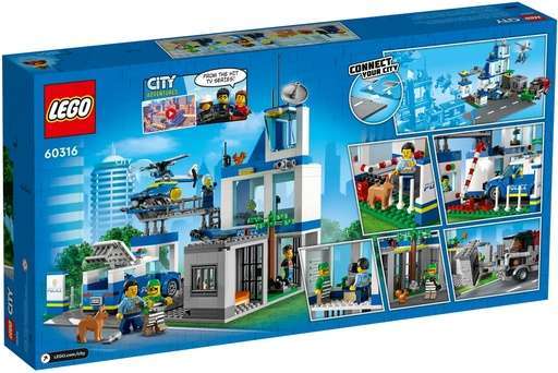 Image of the back of the boxed set Lego City Police Station