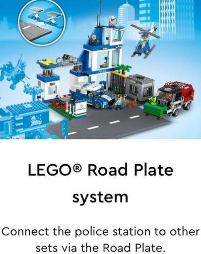 Image of the road plate system included with the set with the text “Lego Road Plate system”