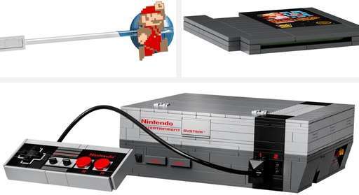 Image of the Lego super Mario console and remote control also includes the cartridge and mario that moves on the screen 