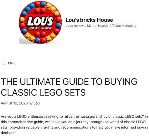 Header image of the post “ The ultimate Guide To Buying Classic Lego Sets” At Lou’s Bricks House.