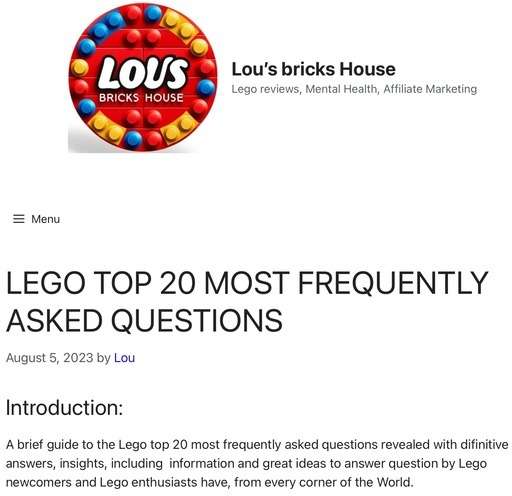 Header image from the post “Top 20 Most Frequently Asked Questions about LEGO” At Lou’s Bricks House.