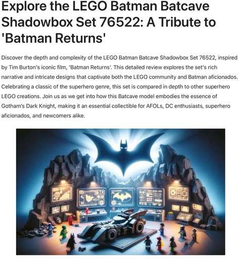 Header image form the post “explore the Lego Batman Batcave Shadowbox set 76522: A tribute to Batman returns” at Lous bricks house.