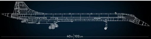 Diagram - the dimensions of the Lego Concorde set