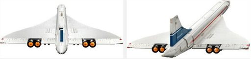 Lego Concorde, 2 images in different take off positions 