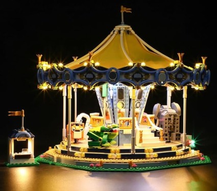 Lego Creator Expert Carousel with lighting kit installed