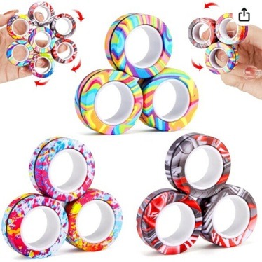 Image of Magnetic Rings Fidget Toys, showing how it operates.image links to amazon marketplace 