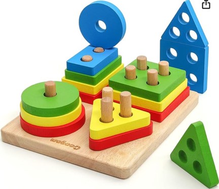 Image of Coogam Wooden Sorting Stacking Toys: Educational Play for Autistic Toddlers.