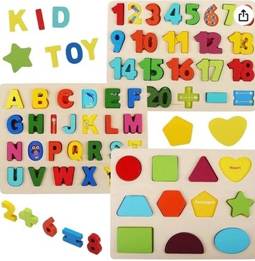 Image of LENNYSTONE Wooden Puzzles: Developmental Puzzle Set for Autistic Toddlers.