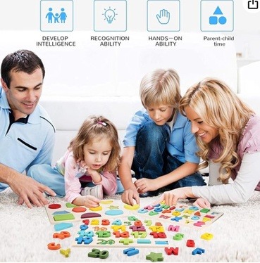 Image of LENNYSTONE Wooden Puzzles: Developmental Puzzle Set for Autistic Toddlers, link to Amazon marketplace 