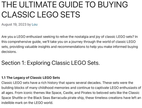 Image of the post at Lou’s Bricks House- THE ULTIMATE GUIDE TO BUYING CLASSIC LEGO SETS