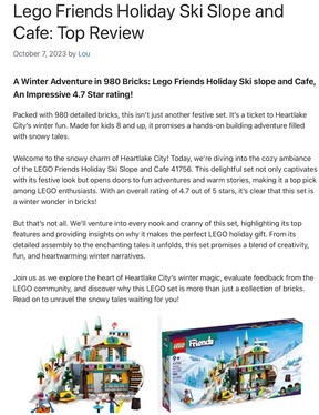 Header image of the post -Lego Friends Holiday Ski Slope and Cafe: Top Review