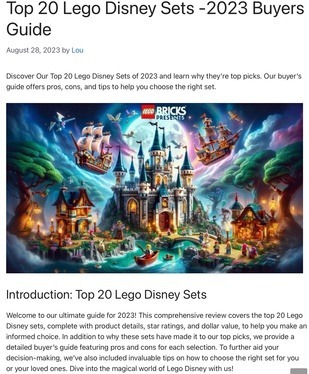 Header image form the post -Top 20 Lego Disney Sets -2023 Buyers Guide