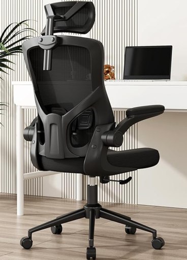 Image of the CYKOV ergonomic chair, features such as lumbar support, adjustable armrests, and a contoured seat cushion. Link to Amazon.