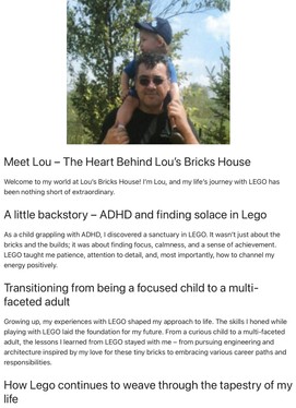 Header image about me page at Lou’s bricks house 