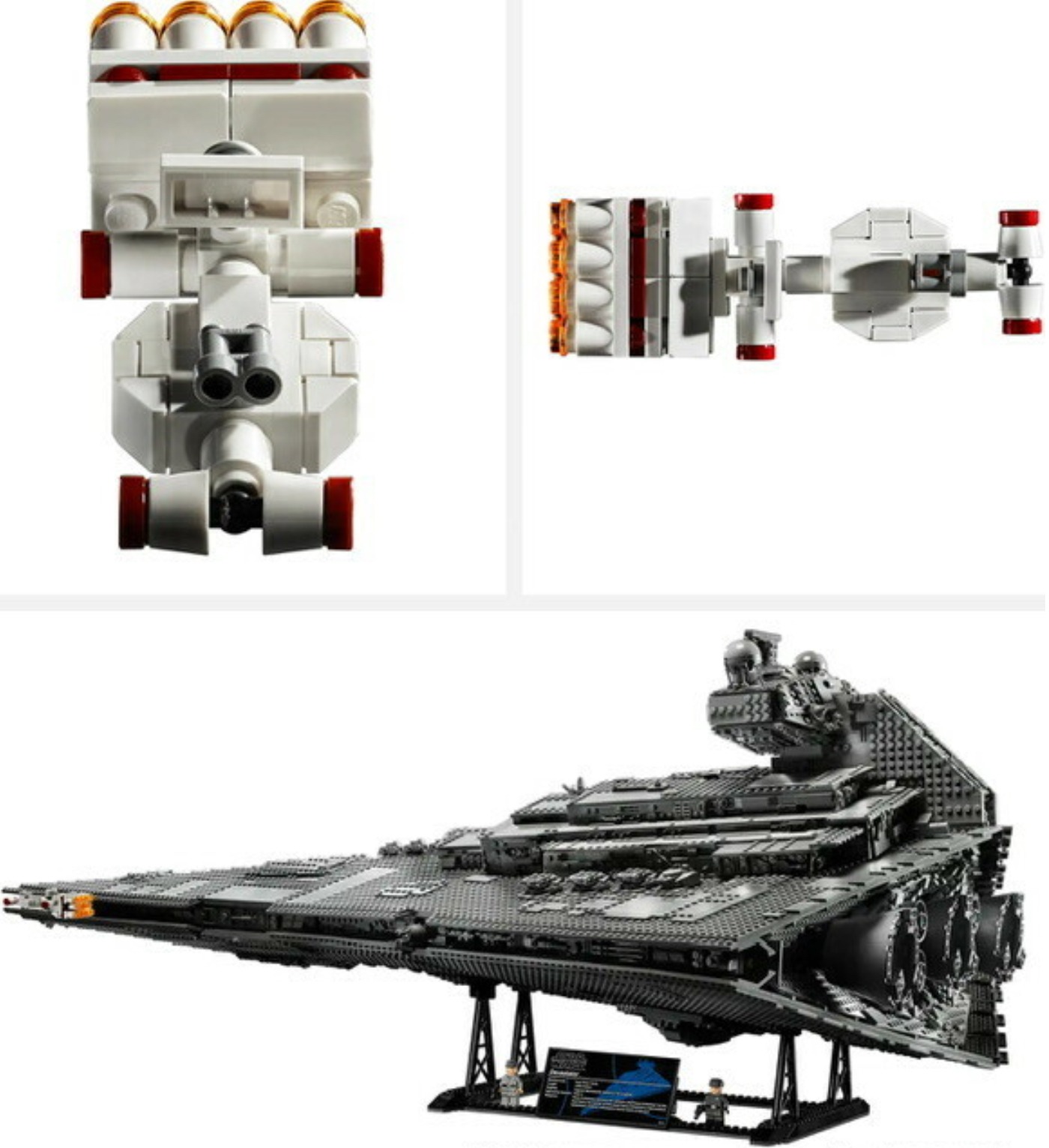 Images of Star Destroyer on Stand with escape pods.