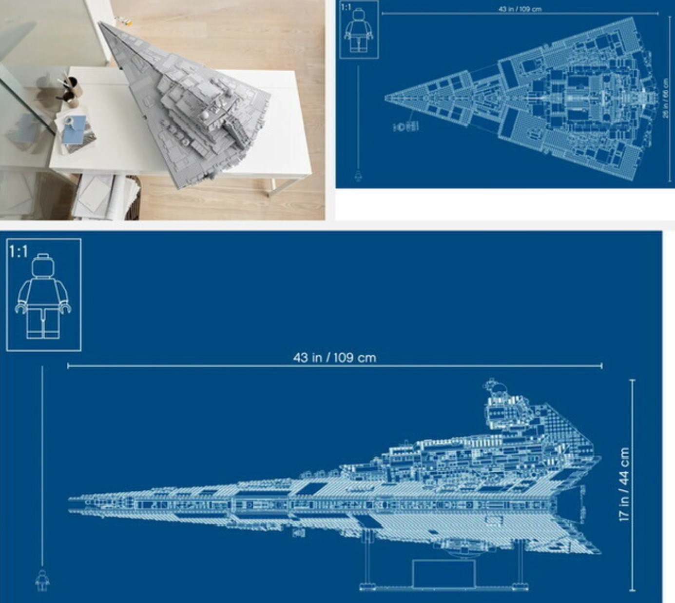 Images of the Dimensions of the Lego Star Destroyer.