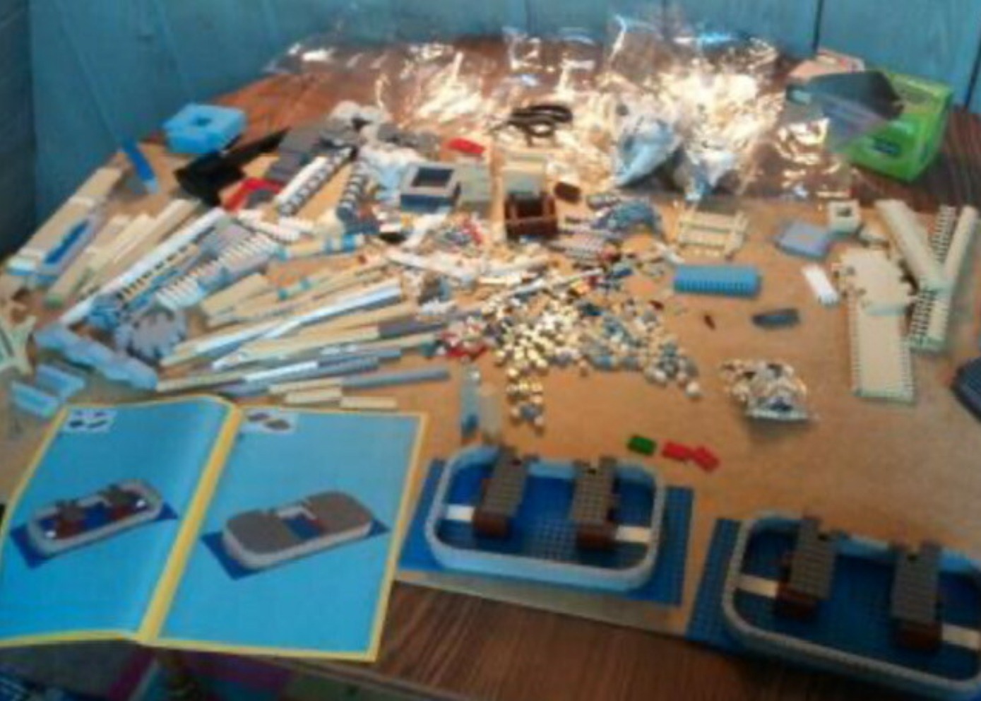 The contents of the box emptied and displayed on a table top