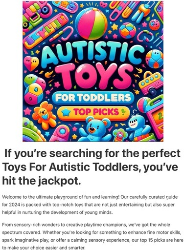 Header image from the post - Toys For Autistic Toddlers: Top Picks For 2024 Buyers Guide & Tips, at Lou’s bricks house.