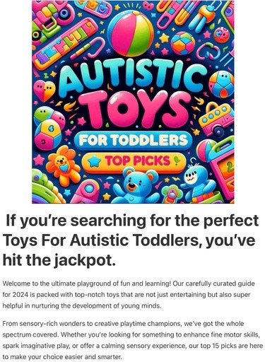 Header image from the post - Toys For Autistic Toddlers   
Top Picks For 2024 Buyers Guide & Tips, at Lou’s bricks house.