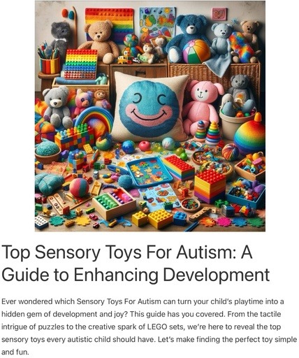 Header image from the post - Top 10 Sensory Toys Every Autistic Child Should Have, at Lou’s bricks house.