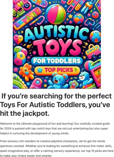 Header image from the post - Toys For Autistic Toddlers   
Top Picks For 2024 Buyers Guide & Tips, at Lou’s bricks house. Image links to the full article.