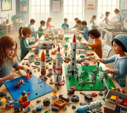 Children of various genders engaged in building LEGO sets, including rockets and cityscapes, in a collaborative, inclusive classroom setting. The image highlights LEGO’s commitment to gender inclusivity, showcasing a diverse group of builders working together. The image links to the post titled ‘Lego’s Journey Towards Gender Inclusivity,’ which explores LEGO’s efforts to break down stereotypes and promote diversity through its products and storytelling.