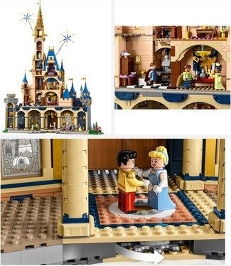 Disney Castle set displayed, showing feature of the turntable dance floor and the fireplace. Image links to Amazon for more details and purchasing option.