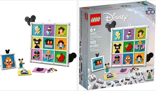 2 images of the LEGO Disney 100 Years of Disney Animation Icons set(43221). Image links to Amazon for more details and purchasing option.