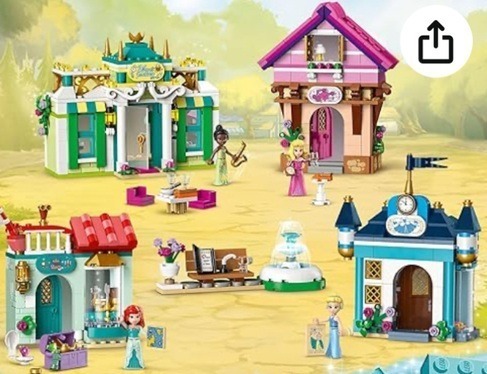 Image of the LEGO Disney Princess Market Adventure, various displays(43246). Image links to Amazon for more details and purchasing option.