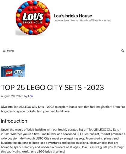 Header image of the post “ Top 25 Lego City Sets- 2023” at Lou’s Bricks House.