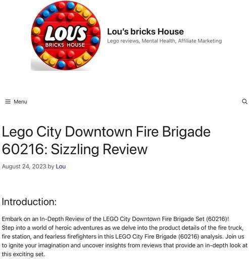 Header image of the post “Lego x City Downtown Fire Brigade 60216: Sizzling Review” at Lou’s Bricks House.