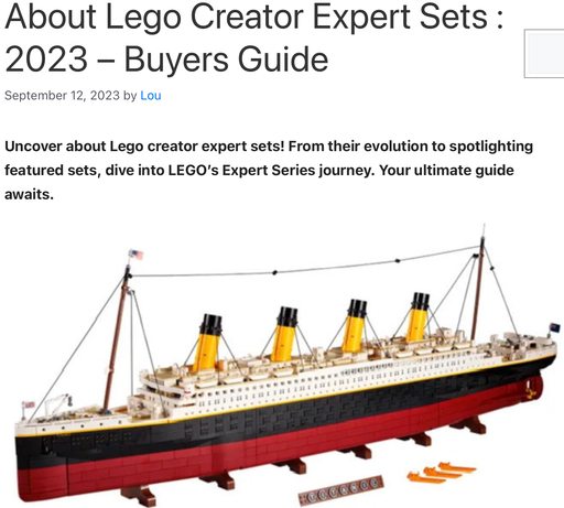 Header image from the post - About Lego Creator Expert Sets   2023 – Buyers Guide, at Lous bricks house.