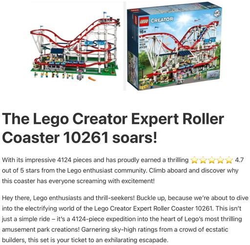 Header image from the post - LEGO Creator Expert Roller Coaster 10261   
 In-Depth Fun Review, at Lou’s bricks house.